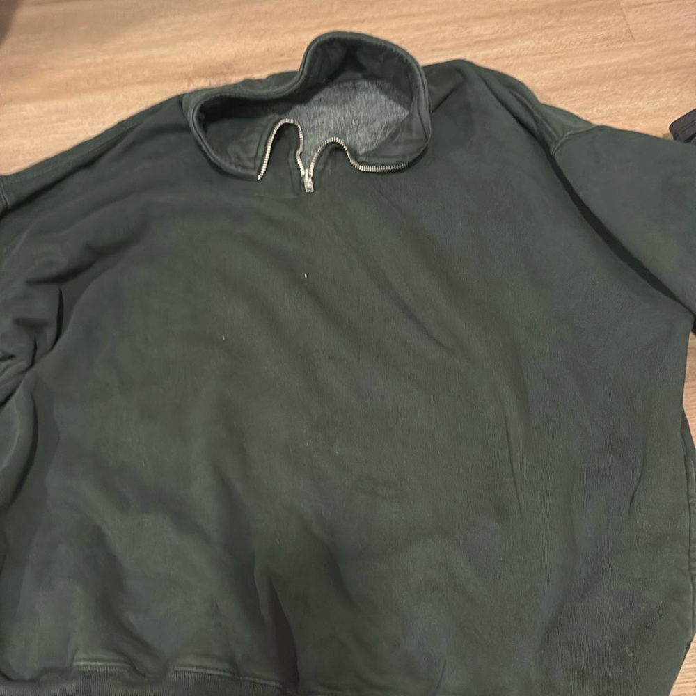 brandy dark green quarter zip sweatshirt